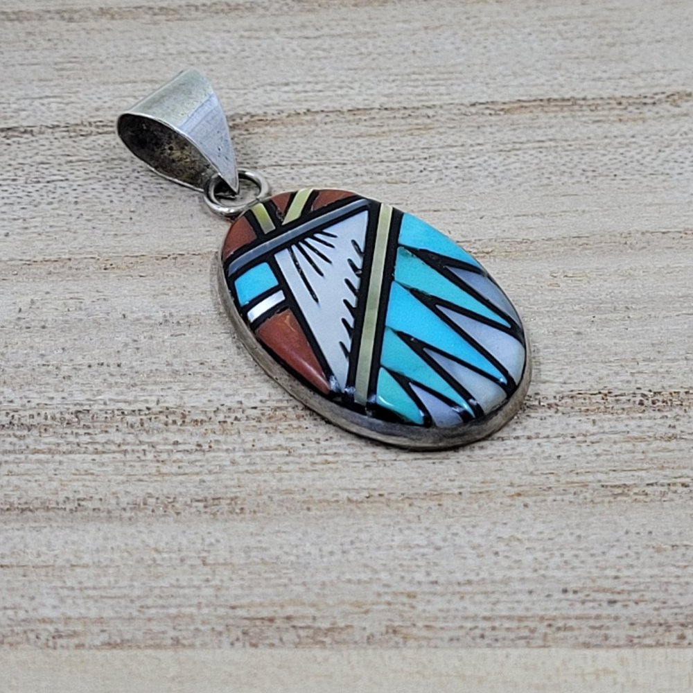 Estate Sterling Silver Turquoise Pendant
